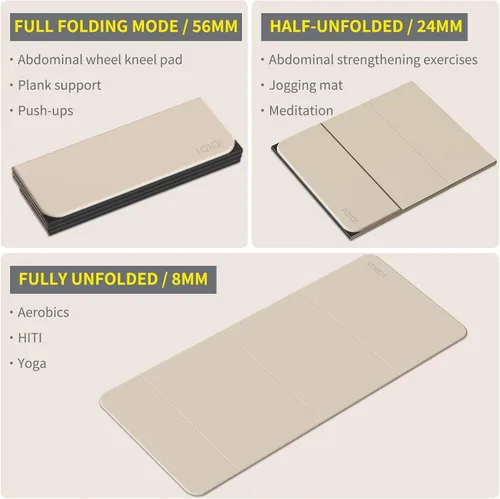 Miniatura 5 de Tapete plegable extra grande de yoga y fitness de 0.315 pulgadas (74 x 31.5 x 0.32 pulgadas), tapete de pilates ligero y antideslizante de doble