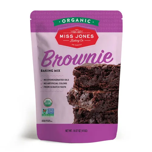 Miss Jones Baking Mezcla de brownie de dulce de azúcar orgánico, sin OMG, apta para veganos: cacao rico (paquete de 1)