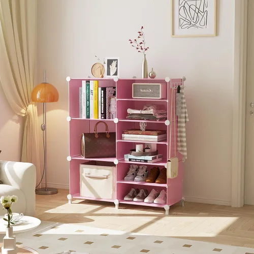 Miniatura 2 de AWTATOS Organizador de armario con 6 cubos de almacenamiento, estantes portátiles para armario, organizadores de ropa y almacenamiento apilables