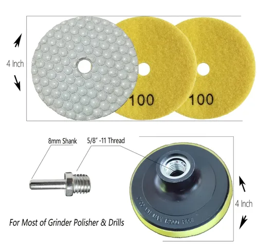 Miniatura 7 de Almohadillas de pulido de diamante seco Grit 50 Plus Grit 100 para eliminar arañazos pesados para granito mármol piedras de cuarzo azulejos