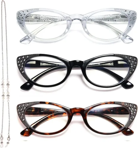 Miniatura 14 de EYEURL Gafas de lectura de ojo de gato para mujer, bloqueo de luz azul, paquete de 4 unidades, para lectura de computadora, bisagra de resorte 1.25