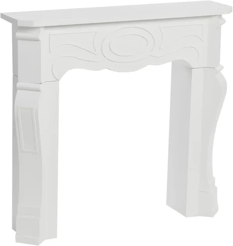 Creative Co-Op Pequeña chimenea decorativa victoriana, blanca pintable plana Blanco