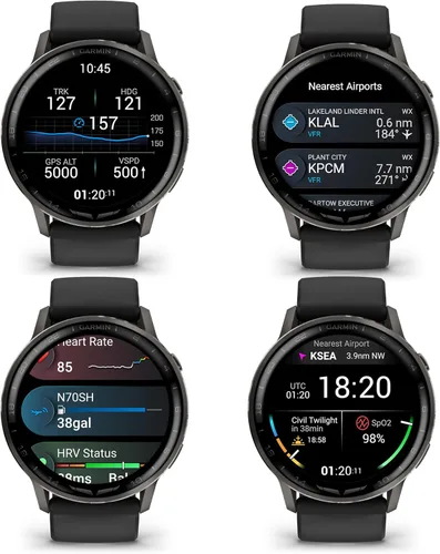 Miniatura 3 de Garmin Reloj inteligente de aviación D2 Air X15 de 1.772 in, bisel de acero inoxidable, banda de silicona negra, pantalla AMOLED, navegación directa