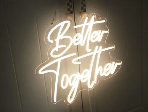 Miniatura 3 de DAKABUKA Better Together - Letreros de neón LED de neón blanco cálido para decoración de pared de despedida de soltera, fiesta de compromiso