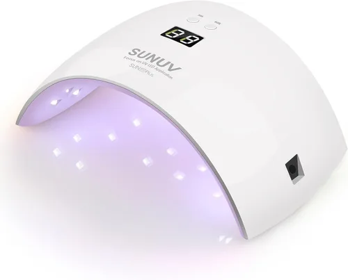 SUNUV Lámpara UV para uñas, secador para esmalte de gel con sensor, 2 temporizadores y pantalla, SUN9X Plus, lámpara de uñas UV rosa