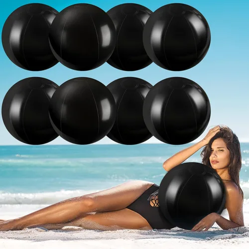 Sinmoe 8 piezas inflables de color blanco y negro para decoración de pelotas de playa sólidas para piscina, pelota flotante para manualidades,