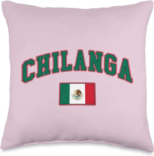 Chilanga de hueso colorado Chilanga, cojín con bandera de México, 16 x 16 pulgadas, multicolor