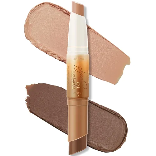 FOCALLURE Lápiz bronceador e iluminador crema 2 en 1, lápiz de contorno no graso y que no se seca, fácil de crear un acabado mate natural, larga
