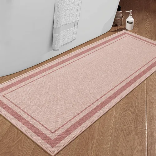 Miniatura 74 de chakme Juego de 2 alfombras de baño ultrafinas, absorbentes, antideslizantes, lavables a máquina, color beige oscuro, 17 x 24 pulgadas + tapete