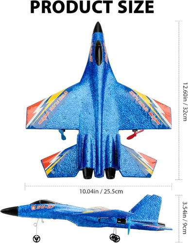 Miniatura 2 de SU27 RC Fighter Plane Principiante Avión RC 6-Axis Estabilizador Automático Control Remoto Aeronave Planeador Listo para Volar Resistente a Choques