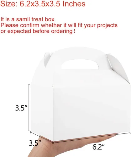 Miniatura 2 de ValBox Paquete de 30 cajas de regalo de papel blanco a dos aguas, caja de regalo para fiestas de cumpleaños de niños, boda, baby shower, 6.2 x 3.5 x