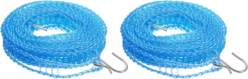 Miniatura 9 de uxcell Tendedero portátil, de nailon de 26.24 pies, resistente al viento, antideslizante, cuerda de lavado para patio, viajes al aire libre, Azul