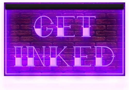 100020 Get Inked Tattoo Piercing Shop Display LED Light Neon Sign (12 x 8 pulgadas, morado)