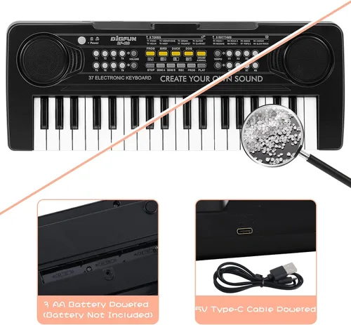 Miniatura 3 de Raimy Piano de teclado de 37 teclas para niños, aprendizaje temprano, educativo, portátil, instrumento musical electrónico, juguetes de regalo