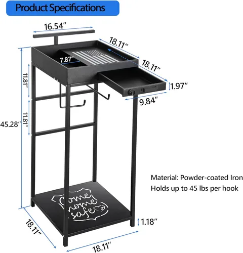 Miniatura 4 de Police Gear Stand, Police Hanger, Tactical Duty Gear Rack with 3 Hooks, Free-Standing All Iron Frame Police Gift Decor with Flag, Black, Come Home