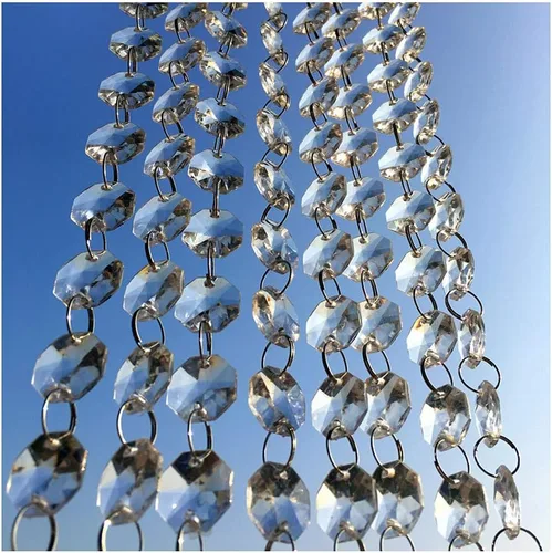 Colorsheng Guirnalda de cristal transparente de 33 pies, cuentas octágonas, cadena colgante para boda, fiesta, árbol de Navidad, decoración de
