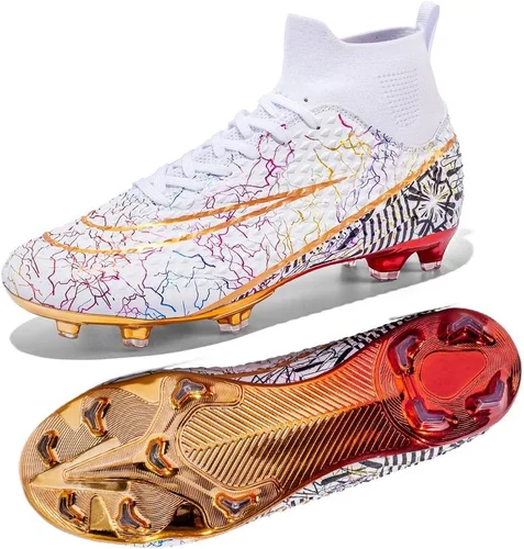 Maylrvjv Zapatos de fútbol de caña alta para hombre, antideslizantes, resistentes al desgaste, botas de fútbol con picos