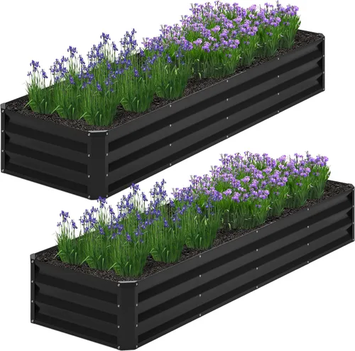 Miniatura 16 de 2 camas de jardín elevadas galvanizadas de 4 x 2 x 1 pies, macetas elevadas, caja de jardín de metal, planta grande para plantar al aire libre, cama