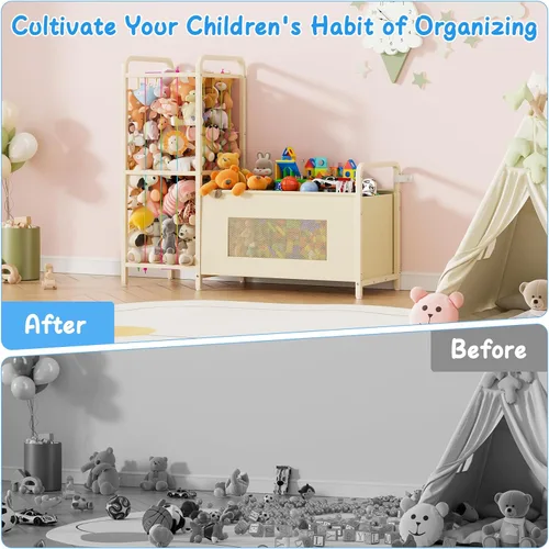 Miniatura 6 de Organizador de almacenamiento de juguetes B10 con almacenamiento de animales de peluche, caja de juguetes grande y soporte para animales de peluche
