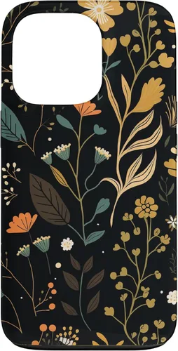 Miniatura 10 de Funda negra para iPhone 12/12 Pro con diseño floral, estética, simple, bohemio, moderno, flores botánicas