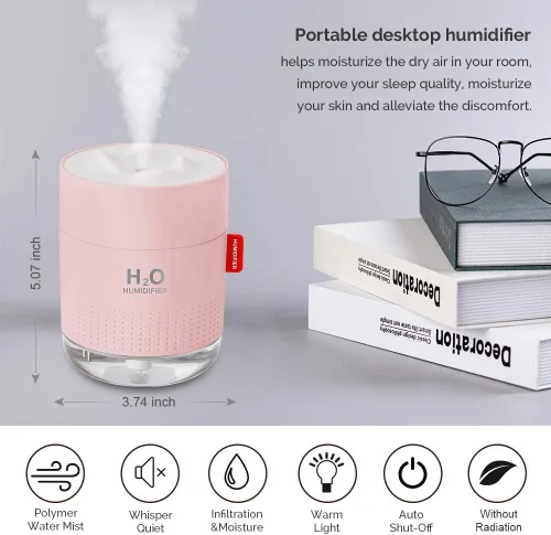 Miniatura 2 de Minihumidificador portátil de niebla fría, 500ml, humidificador de escritorio personal USB para dormitorio de bebé, viajes, oficina, hogar - Apagado