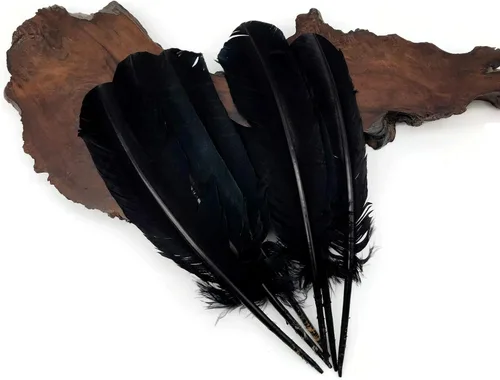 Miniatura 3 de Moonlight Feather 200 piezas - plumas de pavo - pavo negro ala redonda pluma grande al por mayor plumas a granel Halloween, artesanía india, boda