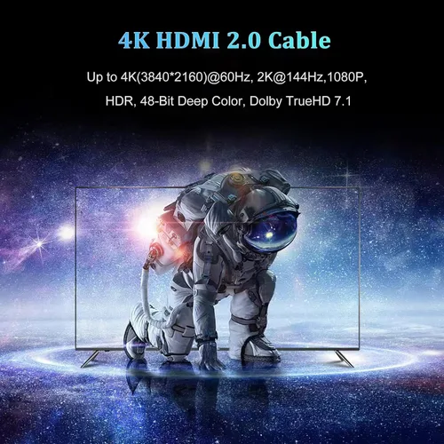 Miniatura 2 de Cable HDMI corto de 1 pie, paquete de 2 unidades, 4K de 1 pie HDMI a HDMI de alta velocidad, cable HDMI 2.0 compatible con 4K @60Hz, 2K, 1080P, HDCP