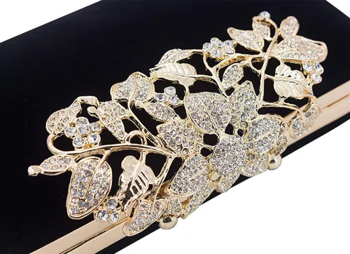 Miniatura 6 de MagicLove Bolso de noche para mujer con cierre de flores y diamantes de imitación para fiesta de boda Bolsa de mano con diamantes de imitación