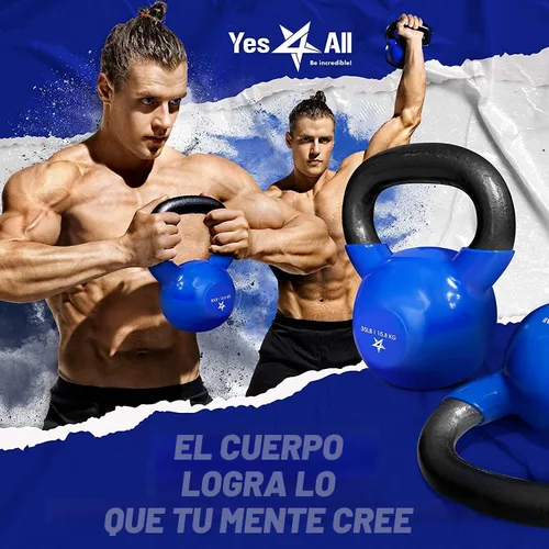 Miniatura 6 de Yes4All Pesa rusa, pesas rusas de hierro fundido con revestimiento de vinilo de 5-100 LB para entrenamiento de fuerza para ejercicios de gimnasio