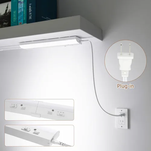 Miniatura 5 de PESUTEN Iluminación LED para debajo del gabinete para cocina, enchufable, luz regulable debajo del gabinete, 3 colores, 3000 K/4000 K/5000 K