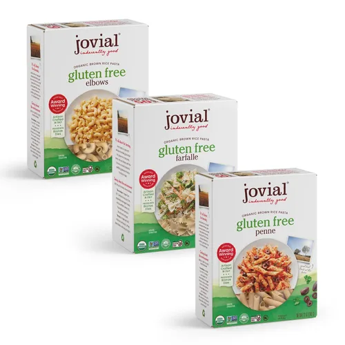 Jovial Farfalle Pasta | Pasta Jovial Codos | Pasta Jovial Penne Rigate | Pasta de arroz integral de grano entero | Sin gluten | Sin OMG | Baja en