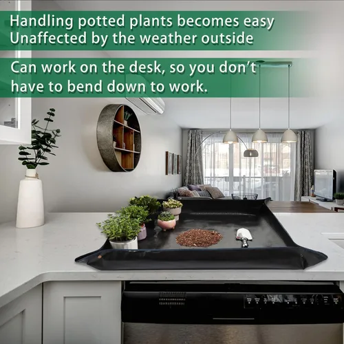 Miniatura 3 de Tapete de trasplante de plantas de 26.8 x 26.8 pulgadas, impermeable, tapete de trasplante para suculentas, tapete portátil de riego de jardinería