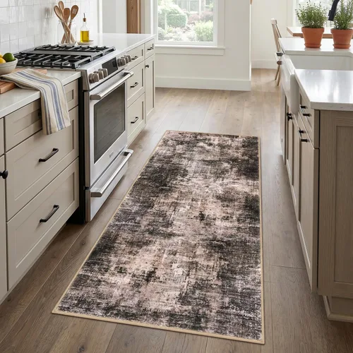 Miniatura 1108 de IOHOUZE Alfombra abstracta lavable de 3 x 12 pies para pasillos, antideslizante para cocina, camino de entrada de lana sintética para interiores
