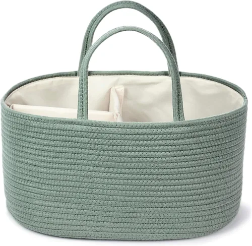 Miniatura 16 de Organizador de pañales, cesta de regalo vacía para artículos esenciales para recién nacidos, cesta de almacenamiento de bebé, elegante bolsa