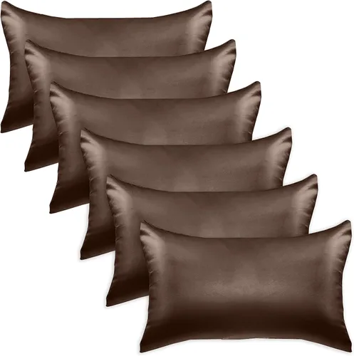 Miniatura 22 de Elegant Comfort Juego de 4 fundas de almohada de satén de viscosa refrescante con cierre de cremallera oculto, suave como la seda para el cuidado