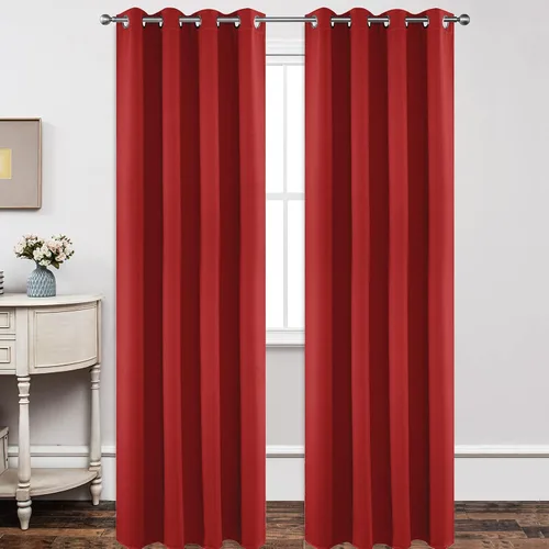 Miniatura 117 de Joydeco - Juego de 2 paneles de cortinas opacas de 63 pulgadas, 2 cortinas largas con aislamiento térmico burg, cortinas de oscurecimiento