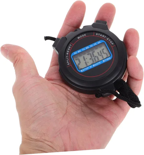 Miniatura 4 de GALPADA Cronómetro digital con pantalla grande, funcionamiento silencioso, temporizador portátil de mano para natación, entrenamiento, correr