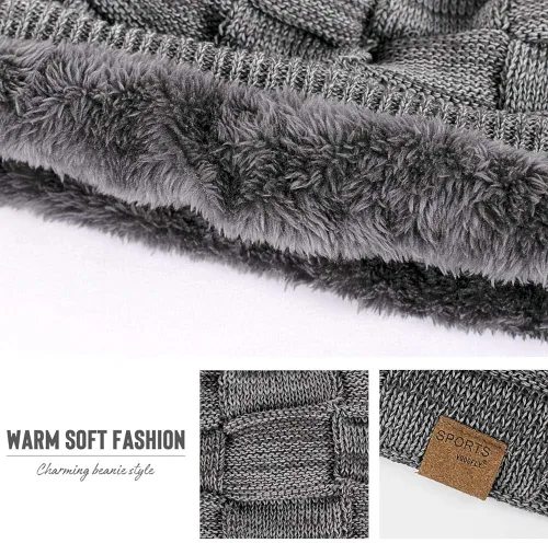 Miniatura 5 de 2 Packs Slouchy Beanie for Men Winter Hats for Guys Cool Beanies Mens Lined Knit Warm Thick Skully Stocking Binie Hat