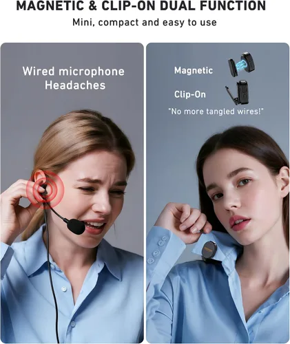 Miniatura 2 de Amplificador de voz para profesores con micrófono inalámbrico de solapa Lavalier, micrófono Bluetooth portátil y altavoz, megáfono de bocina