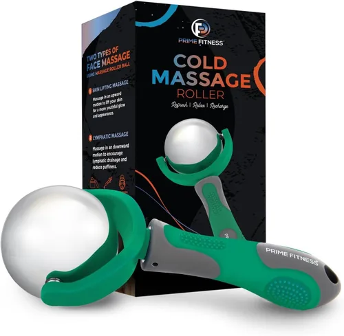 Miniatura 13 de PRIME Fitness Bola de rodillo de masaje frío Terapia de frío Bola de rodillo de hielo con mango Cryo Stick Alivia el dolor muscular (azul)