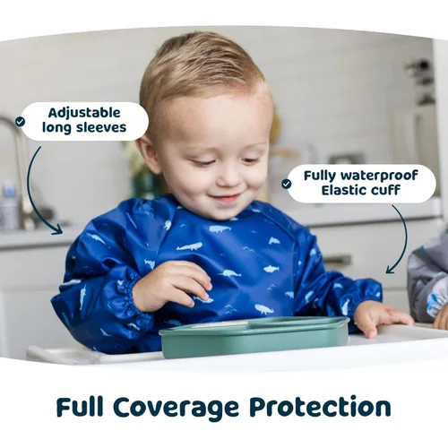 Miniatura 3 de Tiny Twinkle - Babero de manga larga para bebés y niños pequeños Babero impermeable tipo bata para comer Esenciales de alimentación lavables a
