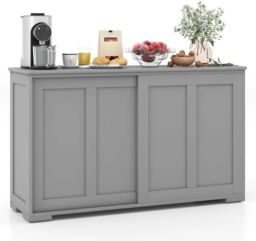 Miniatura 10 de Armario de buffet con almacenamiento, aparador de cocina apilable con puertas correderas, armario de almacenamiento con estantes ajustables, mesa