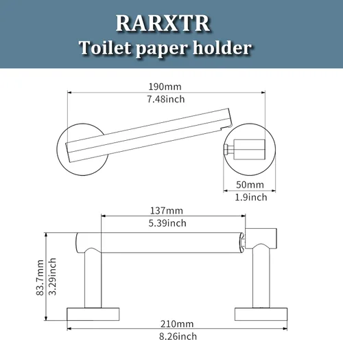 Miniatura 6 de RARXTR Soporte de papel higiénico con acabado pulido, acero inoxidable SUS304, soporte de rollo de papel higiénico giratorio de doble poste montado