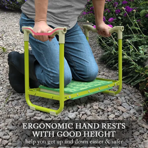 Miniatura 7 de Colwelt Juego de taburete y rodillera de jardín, asiento de jardín y rodillera resistente con almohadilla suave de 10 pulgadas de ancho, banco