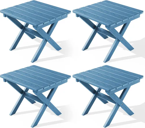 Miniatura 31 de SERWALL Mesa auxiliar Adirondack, mesa auxiliar para exteriores, sin montaje, mesa plegable pequeña de HDPE para patio trasero, piscina, porche