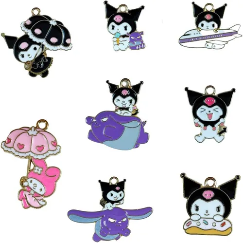 Miniatura 2 de 40 dijes de animales Kawaii de dibujos animados de anime, para pulseras, collares, aretes, joyería, manualidades, 8 estilos, Acero aleado, No es una