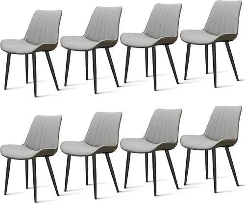 Miniatura 14 de Juego de sillas de comedor AmoUnico, silla de comedor moderna, sillas de comedor de cuero, sillas de cocina con tapizado de cuero sintético