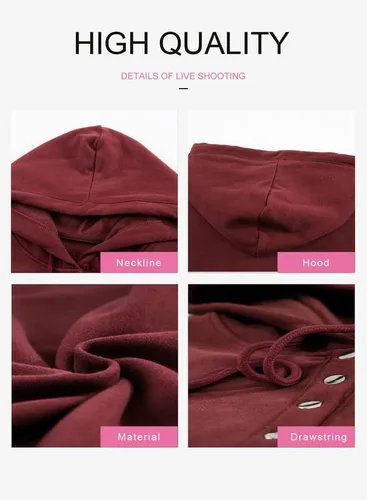 Miniatura 4 de Dokotoo - Sudaderas con capucha para mujer, con cuello de botón y cordón de ajuste, sudaderas casuales de manga larga