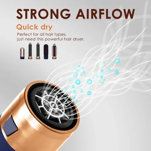 Miniatura 4 de Hair Dryer Brush 5 in 1, Negative Ion Blow Dryer Brush Set - 110,000 RPM High - Speed Hot Air Brush Air Styler Curling Wrap Air Curler,Curling Iron