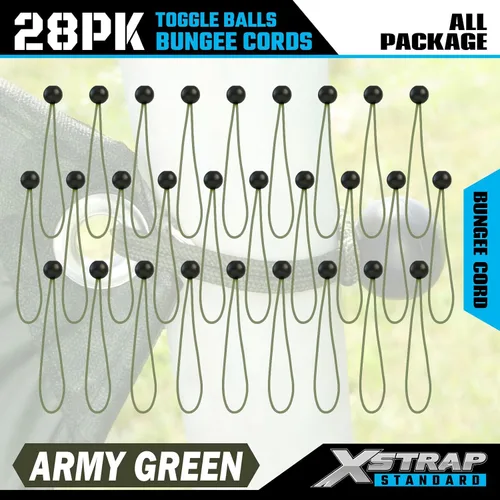 Miniatura 7 de XSTRAP STANDARD Paquete de 28 cuerdas elásticas resistentes de 9 pulgadas, bolas elásticas de lona para toldo, tienda de campaña, carga, cables